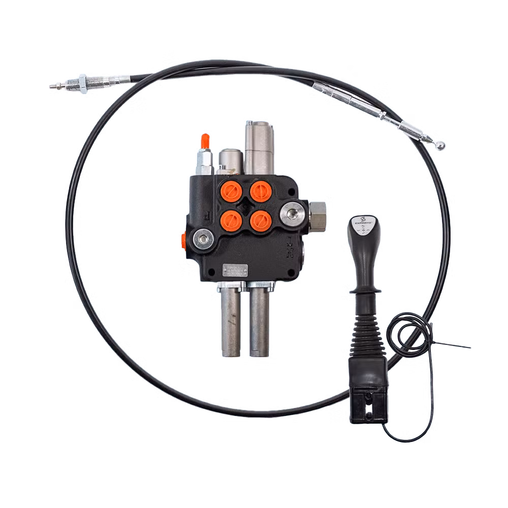 Rozdzielacz hydrauliczny 2 sekcyjny 02P80 80L sterowany linkami i joystickiem